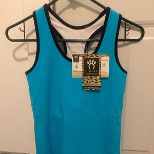 NWT Cheetah  equestrian built in sports bra with zip up back size xs.